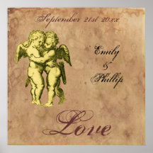 Amour grunge vintage personnalisé d'anges poster