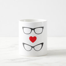 Amour humoristique de geek - coeur et lunettes tasses