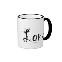 Amour l conception noire et blanche des textes mugs à café