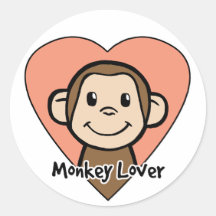 Amour mignon de singe de sourire de clipart (image autocollant