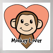Amour mignon de singe de sourire de clipart (image posters