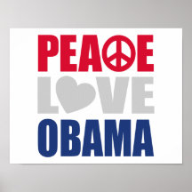 Amour Obama de paix Posters