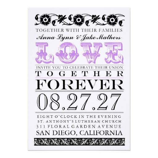 Amour pourpre vintage de CHROMATOGRAPHIE GAZEUSE é Cartons D'invitation