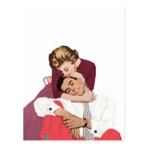 Amour romantique vintage, rétro Romance rose Cartes Postales