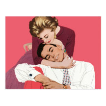 Amour romantique vintage, rétro Romance rose Cartes Postales