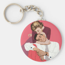 Amour romantique vintage, rétro Romance rose Porte-clés