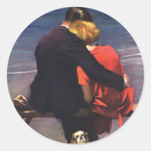 Amour romantique vintage, Romance sur la plage Autocollants