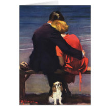Amour romantique vintage, Romance sur la plage Carte De Vœux