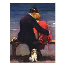 Amour romantique vintage, Romance sur la plage Cartes Postales