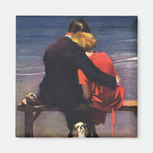 Amour romantique vintage, Romance sur la plage Aimant