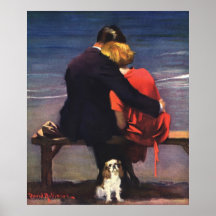 Amour romantique vintage, Romance sur la plage Posters