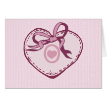 Amour rose de coeur et de ruban carte