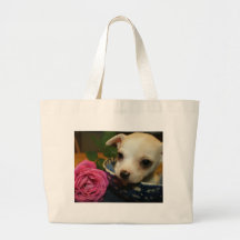 Amour rose de fleur de chiwawa sac fourre-tout