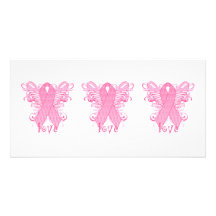 Amour rose de ruban cartes de vœux avec photo