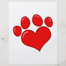 AMOUR ROUGE DE 4782 DE COEUR DE PATTES ANIMAUX DE  PROSPECTUS CUSTOMISÉ