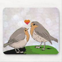 Amour rouge d'oiseau de sein de Robin Tapis De Souris