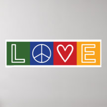 AMOUR - signe de coeur et de paix Affiches