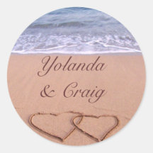Amour sur les autocollants de mariage de plage