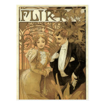 Amour vintage Romance, art Nouveau, Alphonse Mucha Carte Postale