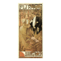Amour vintage Romance, art Nouveau, Alphonse Mucha Double Carte En Couleur