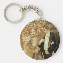 Amour vintage Romance, art Nouveau, Alphonse Mucha Porte-clefs