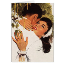 Amour vintage Romance, couple dans une étreinte af Carte De Vœux