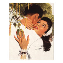 Amour vintage Romance, couple dans une étreinte af Invitations