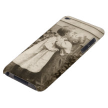 Amour vintage Romance, enfants embrassant, premier Coques Barely There iPod