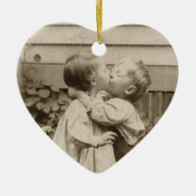 Amour vintage Romance, enfants embrassant, premier Ornements