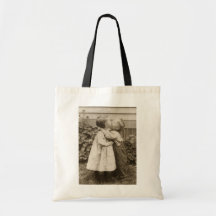 Amour vintage Romance, enfants embrassant, premier Sacs
