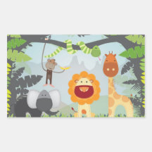 Amusement de jungle sticker en rectangle