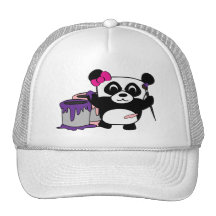 Amusement de peinture de panda de fille casquettes de camionneur