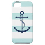 Ancre blanche de motif de rayures de menthe de ble coque Case-Mate iPhone 5
