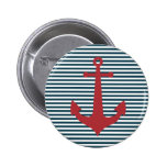 Ancre nautique rouge sur l'arrière - plan bleu ray badge