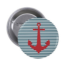 Ancre nautique rouge sur l'arrière - plan bleu ray badge