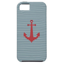 Ancre nautique rouge sur l'arrière - plan bleu ray coques iPhone 5