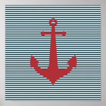 Ancre nautique rouge sur l'arrière - plan bleu ray posters