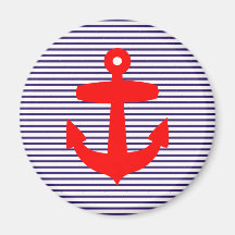 Ancre rouge avec des rayures de Breton de bleu mar Aimant
