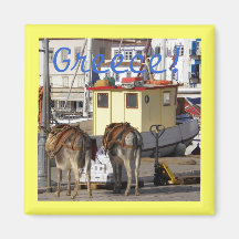 âne sur le quai en Grèce Magnets