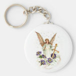 Ange avec la fleur de croix et de clématite porte-clefs