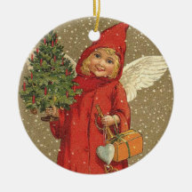 Ange dans un manteau rouge décoration pour sapin de noël