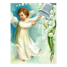 Ange de bébé avec Bell bleue Carte Postale
