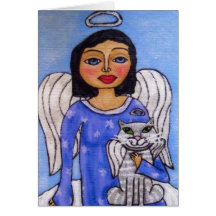 Ange et carte de vacances de chat