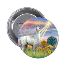 Ange et lama de nuage badge avec épingle