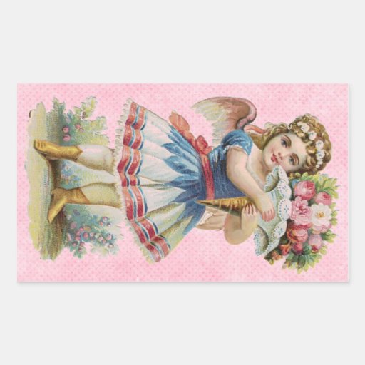 Ange floral victorien stickers rectangulaires