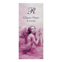 ANGE JOUANT LYRA AU-DESSUS des NUAGES, monogramme Cartons D'invitation