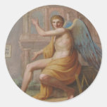 Ange par des ruines antiques adhésifs ronds
