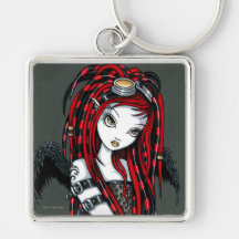Ange rouge "cramoisi" Keychain de Goth de Cyber de Porte-clefs