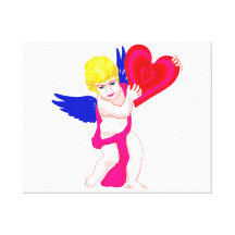Ange tenant des ailes de bleu de coeur toiles tendues