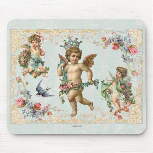 Ange victorien d'ère et Aqua de Mousepad de roses Tapis De Souris